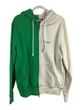 Chnge Two Tone Green and White Zip Hoodie